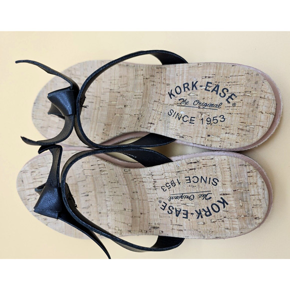 Kork-Ease Womens Size 6M Blake Thong Sandals Flip Flop Black Leather T- Strap - Picture 4 of 8